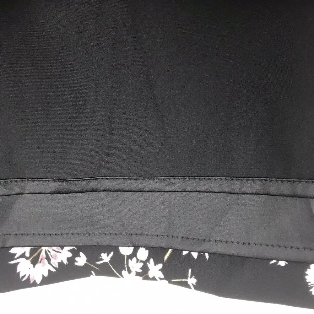 NWT White House Black Market Skirt Floral Polka Dot Black White Purple Lined 10